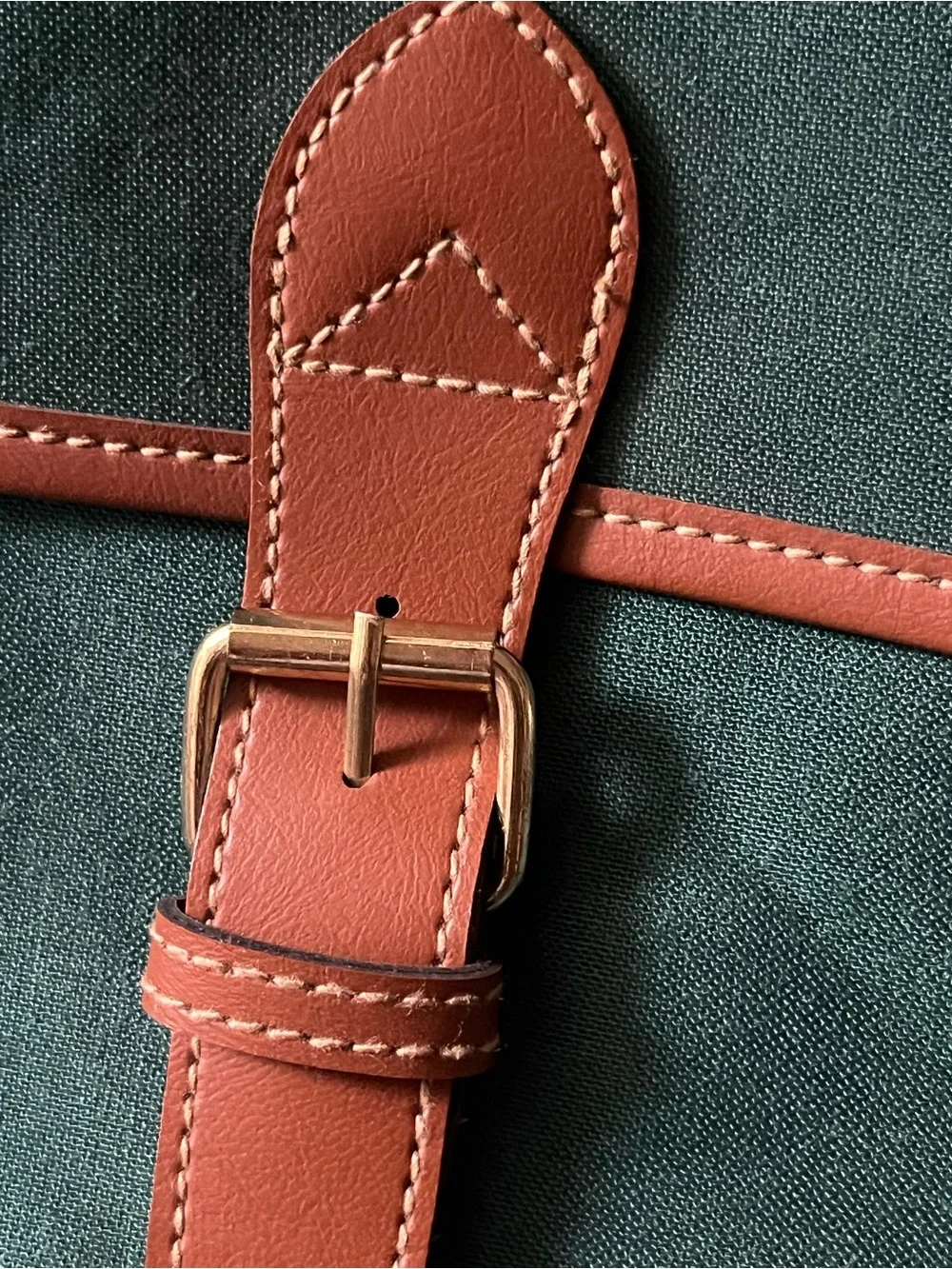 Teal Canvas Messenger Bag with Brown Leather Trim